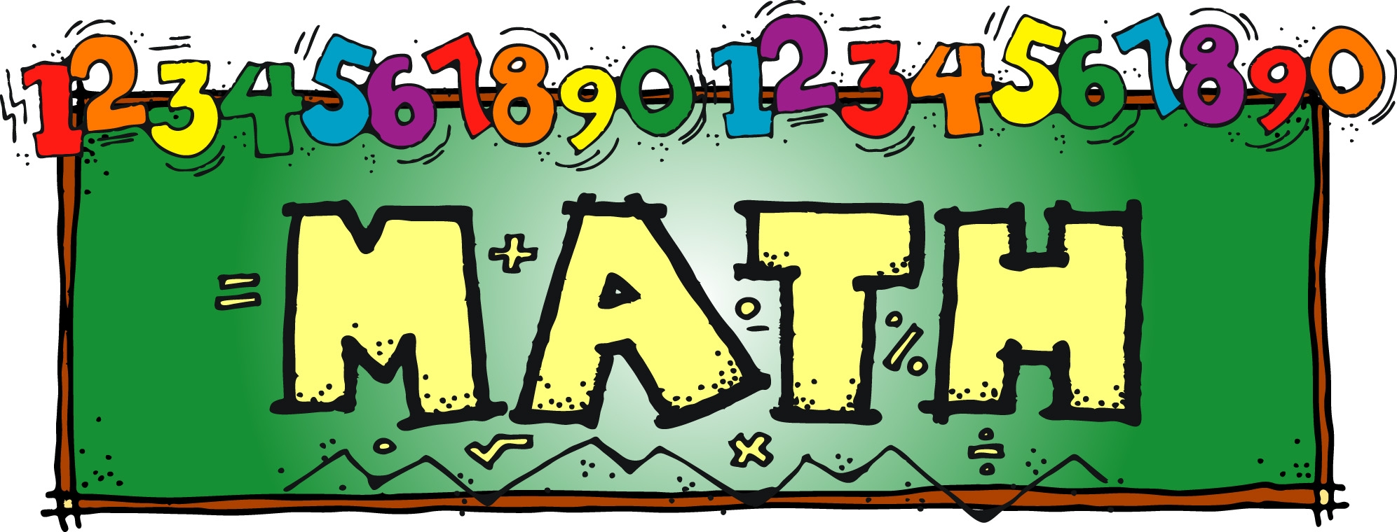 The word MATH in yellow with colored numbers 1-9 at the top.